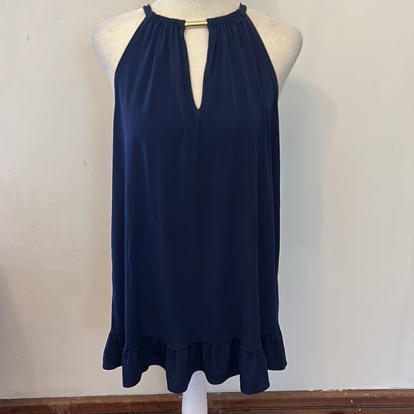 Michael Michael Kors navy halter top with ruffle bottom Size L New - Picture 3 of 13